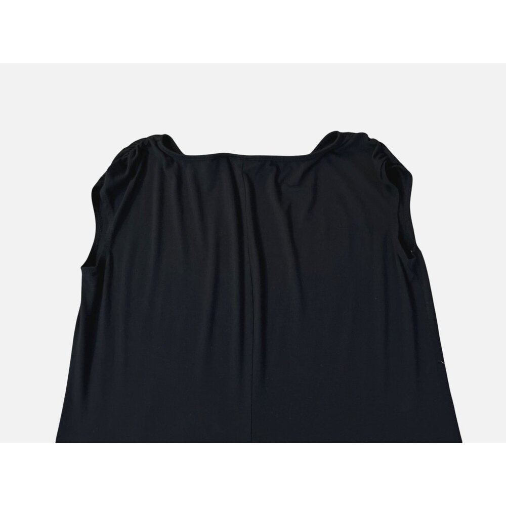 Chico’s Black Sleeveless Dress Women’s Size 1 (M/8) Ruched Shoulders Rayon Blend - Picture 4 of 13